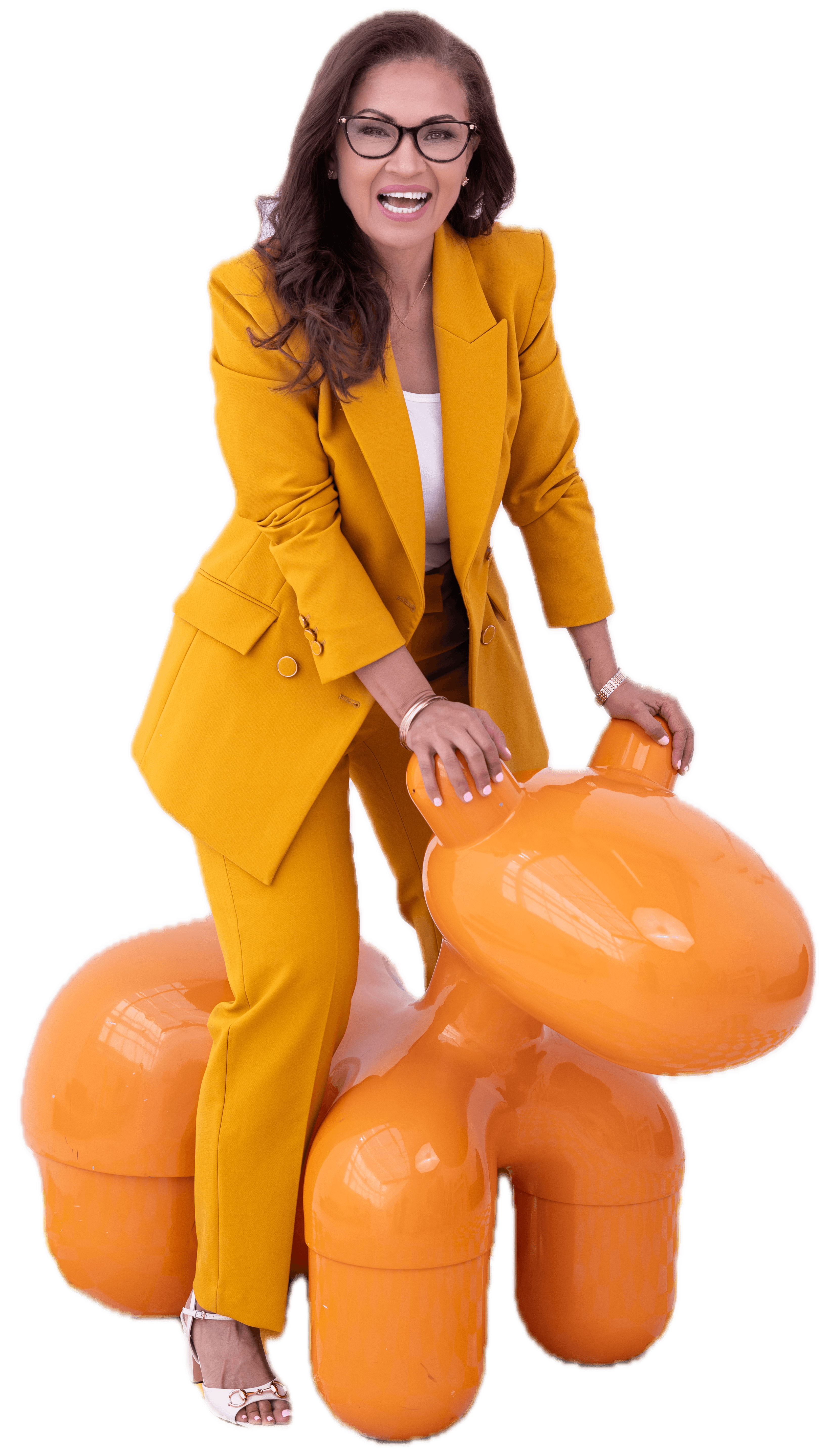 Melonie seated in hero section